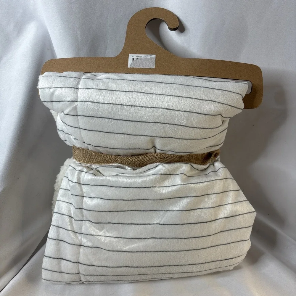Lila & Jack Baby Blanket Gray Stripe‎ Reversible to White Sherpa 30x40
